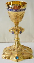 Solid silver gilt antique French Gothic Chalice.
